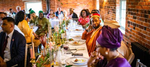 People eating at Sopley Mill.