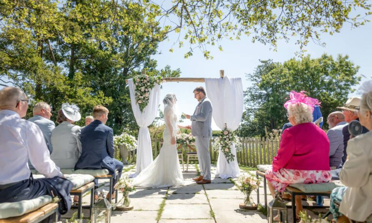 Photo of a summer wedding at Sopley Mill.
